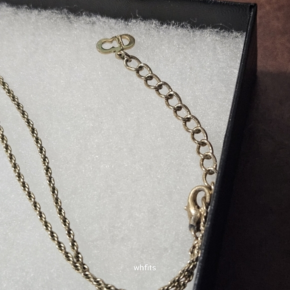 Vintage Christian Dior Gold Tone Rhinestone CD Heart Necklace - Picture 4 of 8